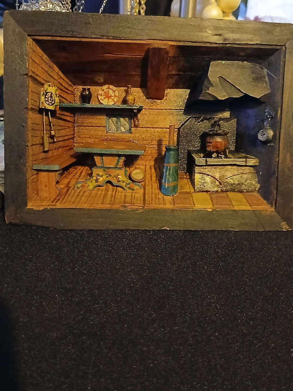 Vintage Handcrafted Rustic Miniature Kitchen Shadowbox Wall Decor